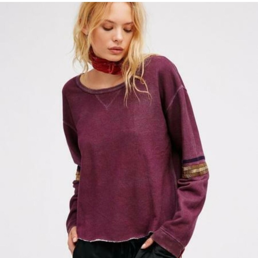 Free People Beaded Sweatshirt